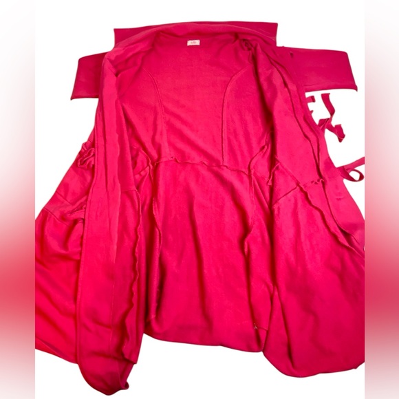 Tulip Red Toggle Lagenlook Collard Duster Jacket Women’s Size M - Picture 11 of 13